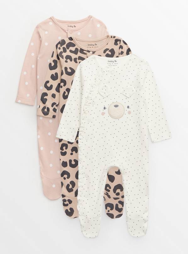 Mono Print Sleepsuit 3 Pack 9-12 months